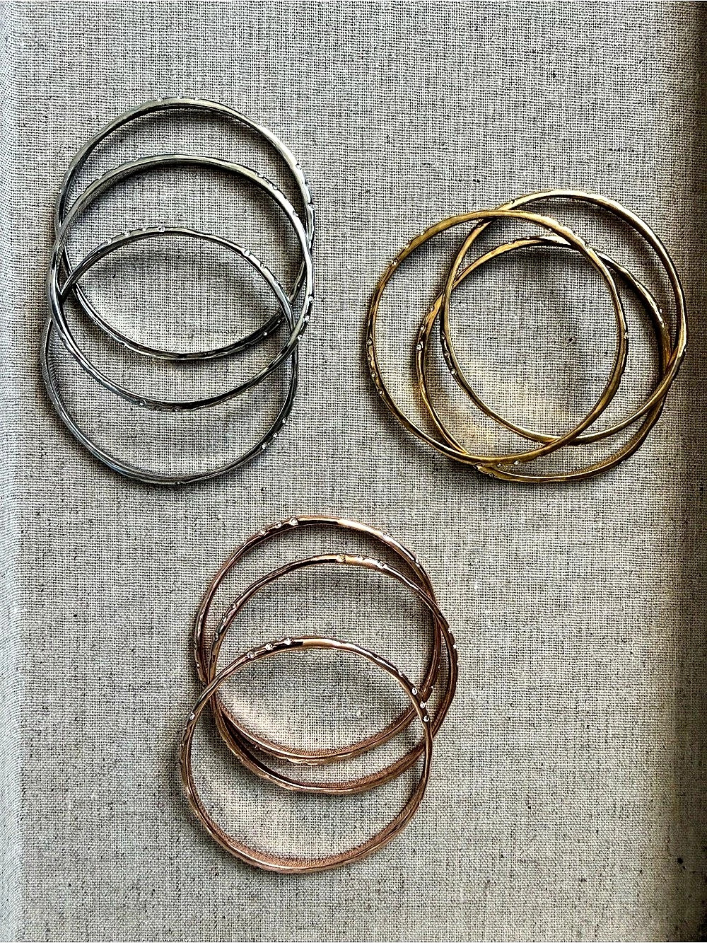 Mixed Metal Bangle Bracelet Set